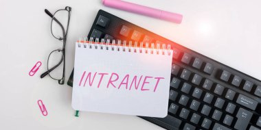 Handwriting text Intranet, Word for local or restricted communications network especially private one