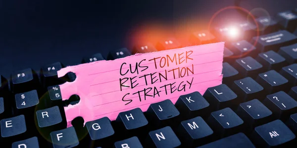 Text caption presenting Customer Retention Strategy, Business concept activities companies take to reduce user defections