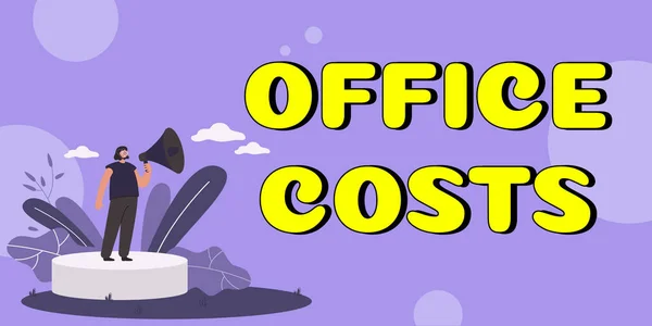 Hand writing sign Office Costs, Concept meaning amount of money paid to landlord to cover expenses on workroom
