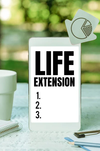 Conceptual display Life Extension, Word for able to continue working for longer than others of the same kind