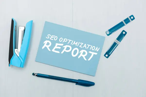 Conceptual Display Seo Optimization Report Concept Meaning Process Affecting Online — Stock Photo, Image