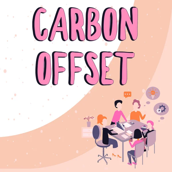 Text Med Bildtext Carbon Offset Business Overview Minskning Utsläpp Koldioxid — Stockfoto