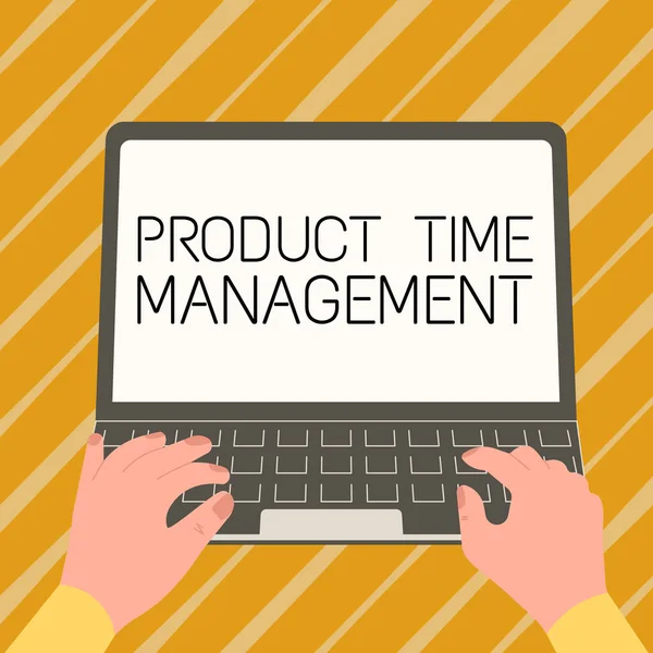 Writing displaying text Product Time Management, Word Written on process of measuring the properties or performance of products