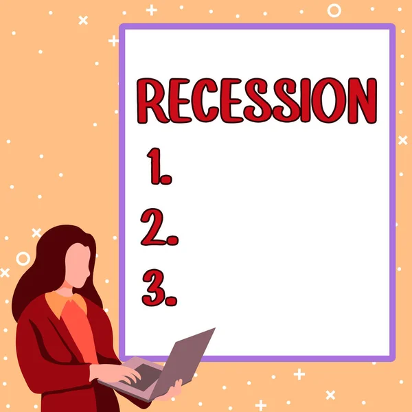Conceptual Caption Recession Business Concept Process Progressive Decrease Growing Period — Stockfoto
