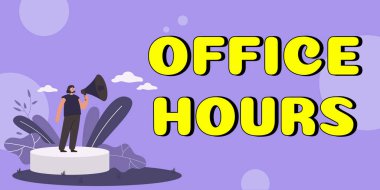 Ofis Saatleri, İş Konseptini sunan metin başlığı İş saatlerinin çalışma saatleri
