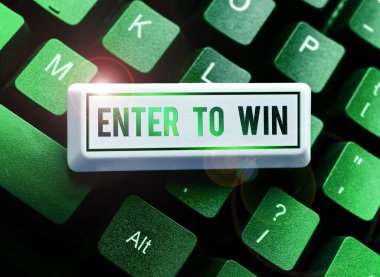 Kazanmak İçin Girin, İş yaklaşımını sunan metin başlığı ödül veya kazanma şansı karşılığında değer değiş tokuşu