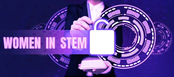 Tekst Bijschrift Presenteren Vrouwen Stam Conceptuele Foto Science Technology Engineering — Stockfoto