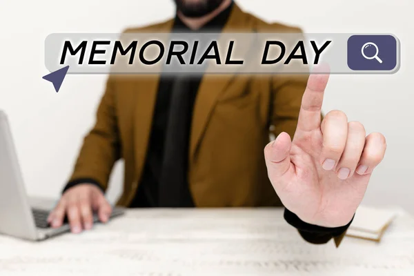 Концептуальная Подпись Memorial Day Word Honor Remembering Those Who Died — стоковое фото