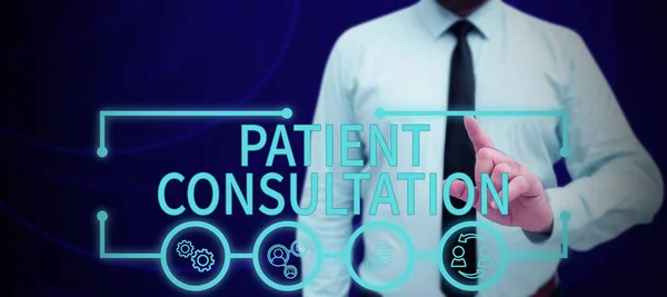 Text Sign Showing Patient Consultation Business Idea Doctors Discuss Patient — Foto Stock