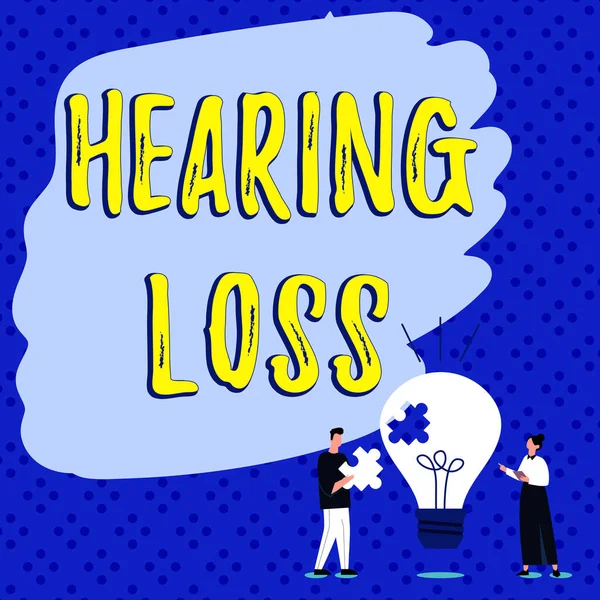书写显示文字听力损失 业务概述是部分或完全不能正常听声音 — 图库照片