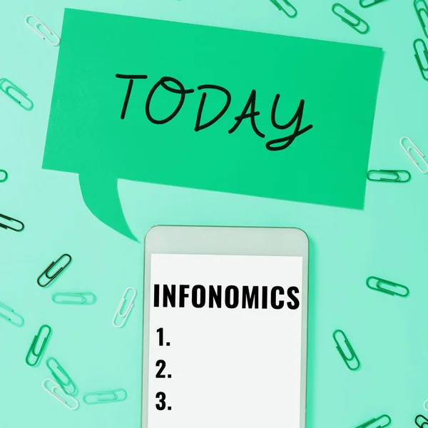 Текст Почерку Infonomics Internet Concept Візуальне Зображення Використовується Представлення Інформації — стокове фото