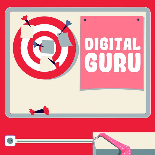 Inspiration Visar Tecken Digital Guru Business Approach Lärare Och Intellektuell — Stockfoto