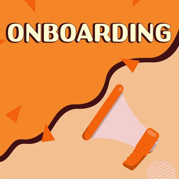 Hand Writing Sign Onboarding Επιχειρηματική Ιδέα Δράση Διαδικασία Ενσωμάτωσης Ενός — Φωτογραφία Αρχείου