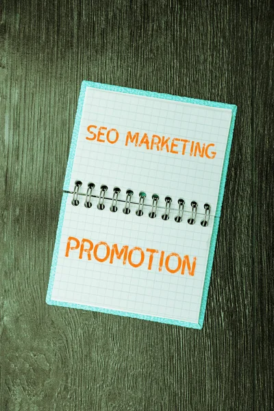 Sign displaying Seo Marketing Promotion, Concept meaning Strategy that implement to satisfy customers need