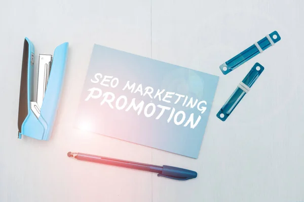 Text Caption Presenting Seo Marketing Promotion Conceptual Photo Strategy Implement — Stock Photo, Image