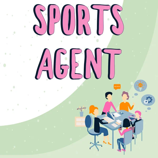 Writing displaying text Sports Agent, Word Written on person manages recruitment to hire best sport players for a team