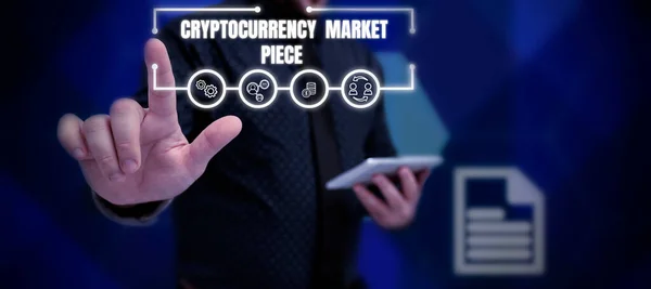 Conceptual Caption Cryptocurrency Market Piece Internet Concept Business Allows Customers — Stock Photo, Image