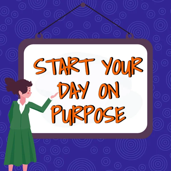 Text Caption Presenting Start Your Day Purpose Business Overview Have — Foto de Stock