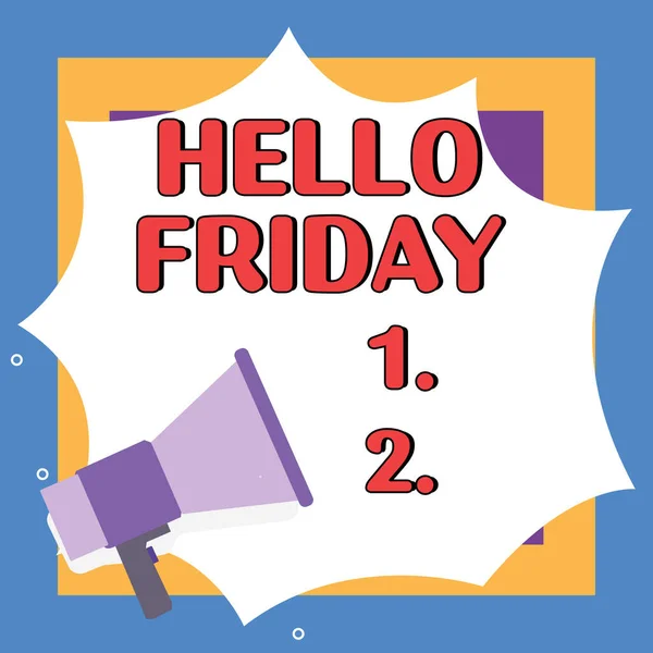 Writing displaying text Hello Friday, Business approach Greetings on Fridays because it is the end of the work week