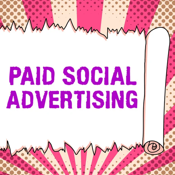 Conceptual caption Paid Social Advertising, Business showcase way to pay to ads through the internet search engines