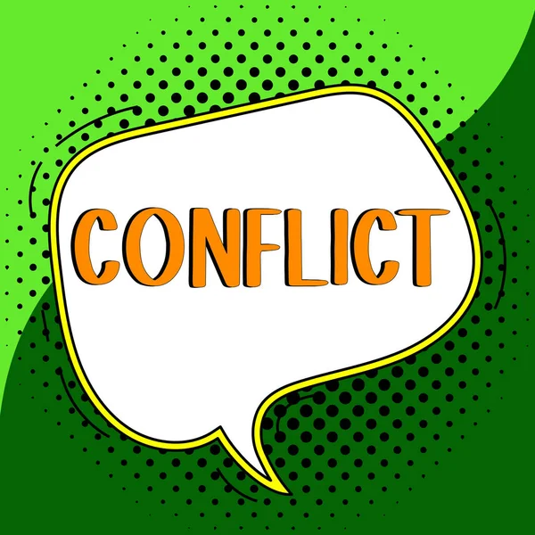 Text Caption Presenting Conflict Business Concept Disagreeing Someone Goals Targets — Fotografia de Stock