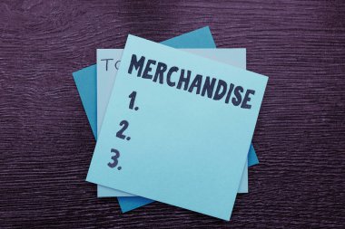 Conceptual display Merchandise, Business concept the commodities or goods that are bought and sold in business