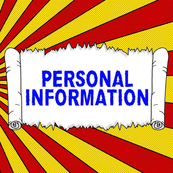 Text sign showing Personal Information, Business idea recorded information about an identifiable individual