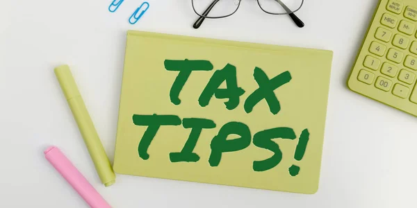 Inspiratie Toont Teken Tax Tips Internet Concept Help Ideeën Voor — Stockfoto