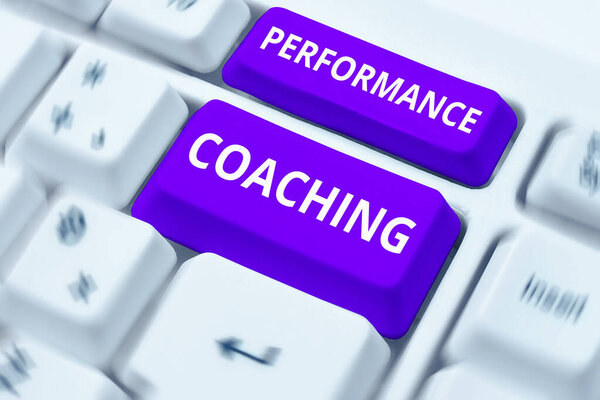 Escribir Mostrando Texto Performance Coaching Enfoque Empresarial Facilitar Desarrollo Señala — Foto de Stock