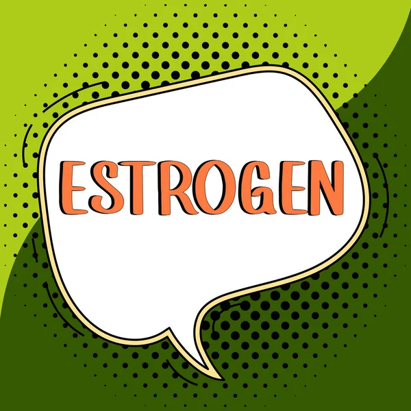 Text Sign Showing Estrogen Business Overview Group Hormones Promote Development — Stok fotoğraf