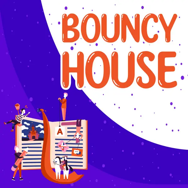 Ručně Psané Znamení Bouncy House Business Showcase Automatizovaný Program Který — Stock fotografie