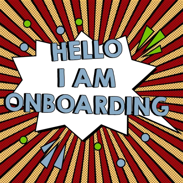 Текстовий Знак Показує Hello Onboarding Word Written Action Process Integration — стокове фото