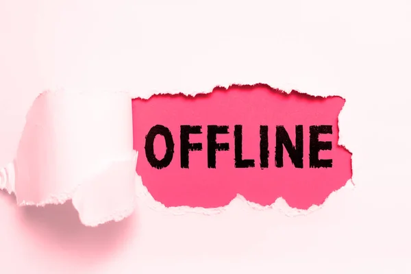 Sign Displaying Offline Business Overview Having Directly Connected Computer External — Stock Photo, Image