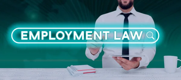 Handwriting text Employment Law, Internet Concept deals with legal rights and duties of employers and employees