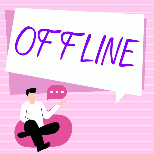 Text Caption Presenting Offline Concept Meaning Having Directly Connected Computer — Stockfoto