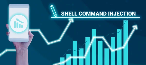Text caption presenting Shell Command Injection, Business idea used by hackers to execute system commands on server