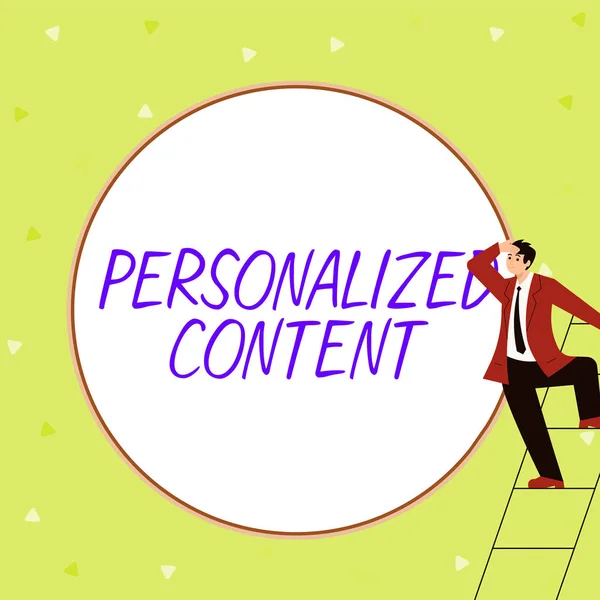 Conceptual Caption Personalized Content Business Concept Seeks Tailor Digital Product — Foto Stock