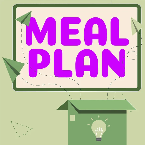 Text Sign Showing Meal Plan Word Written Arrangement Scheme What — Photo