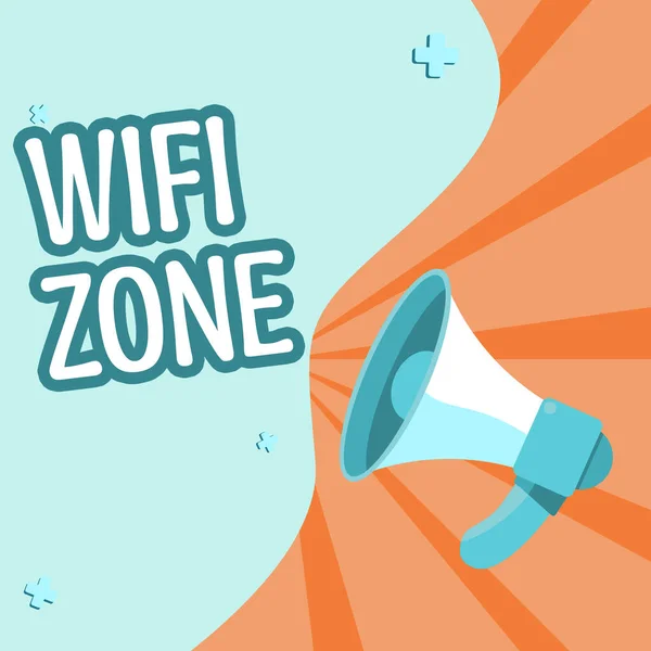 Textová Značka Zobrazující Wifi Zone Internet Concept Poskytuje Bezdrátové Vysokorychlostní — Stock fotografie
