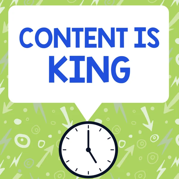 Sign Displaying Content King Business Idea Content Heart Todays Marketing — Photo