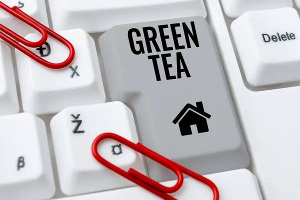 Text Showing Inspiration Green Tea Word Written Type Tea Made — Stock Fotó