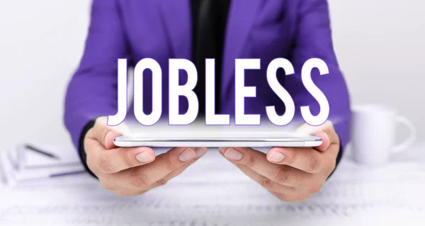 Handwriting Text Jobless Business Concept Unemployed Person Looking Work Recruitment — Stockfoto