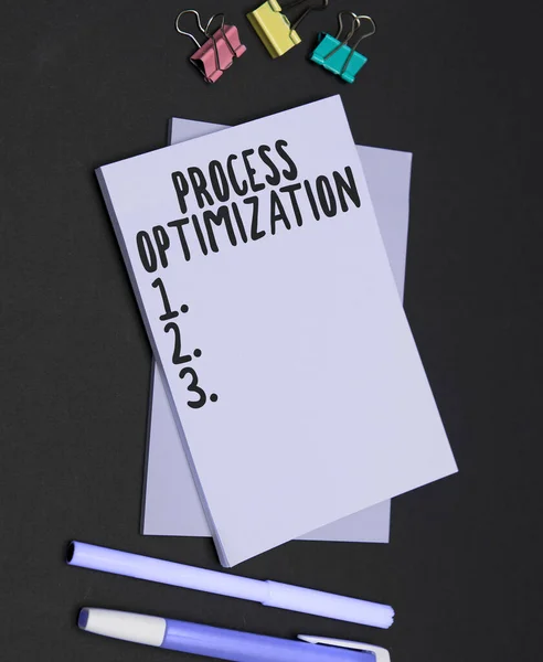Text showing inspiration Process Optimization, Business idea Improve Organizations Efficiency Maximize Throughput