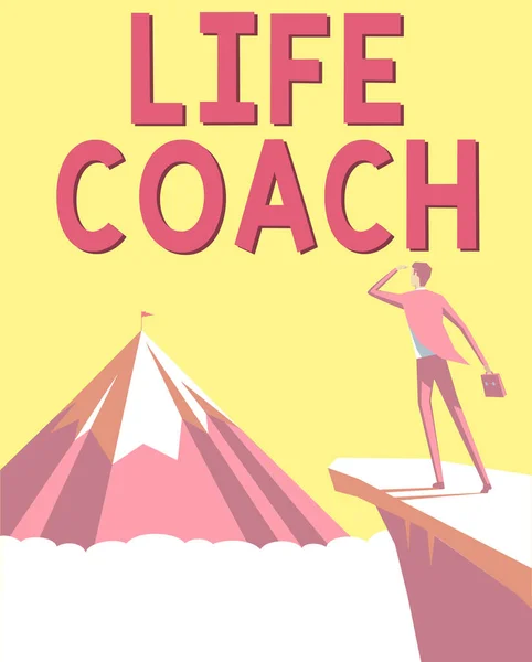 Texto Que Muestra Inspiración Life Coach Business Overview Una Persona — Foto de Stock