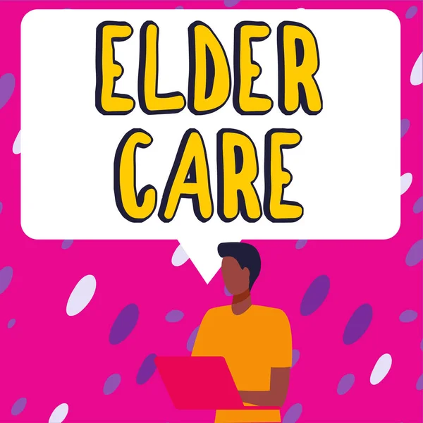 Text Sign Showing Elder Care Internet Concept Care Older People — Stockfoto