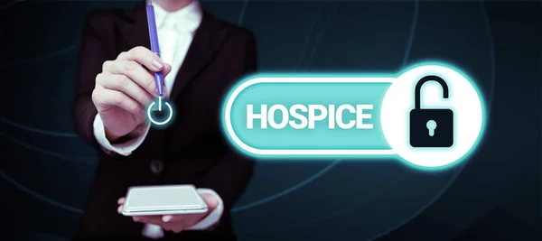 Conceptual Caption Hospice Internet Concept Focuses Palliation Terminally Ill Patients —  Fotos de Stock