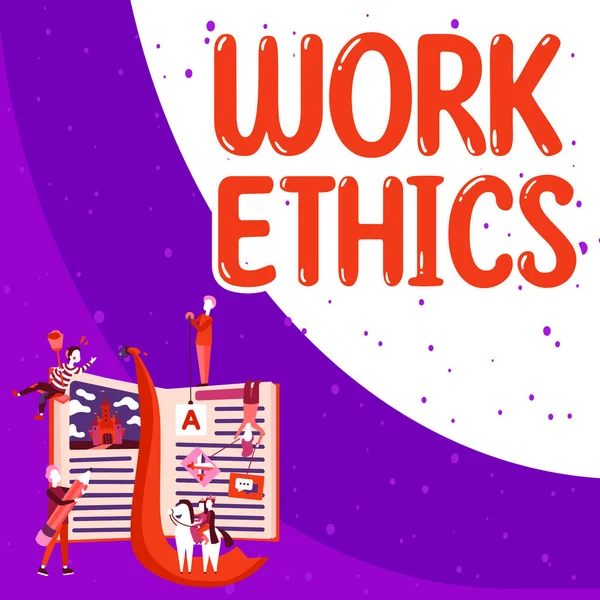 Escrever Exibindo Texto Ética Trabalho Conceito Significado Conjunto Valores Centrados — Fotografia de Stock