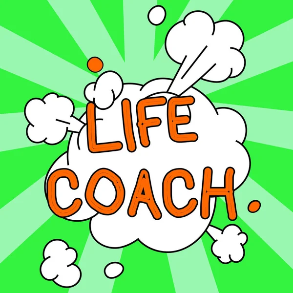 Έμπνευση Που Δείχνει Σημάδι Life Coach Επιχειρηματική Έννοια Ένα Πρόσωπο — Φωτογραφία Αρχείου