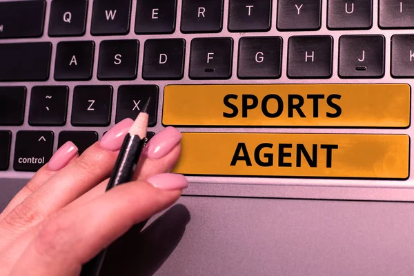 Conceptual caption Sports Agent, Conceptual photo person manages recruitment to hire best sport players for a team