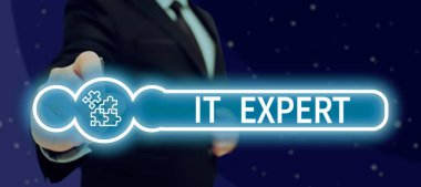 Handwriting text It Expert, Business overview person with a high level of knowledge in information technology